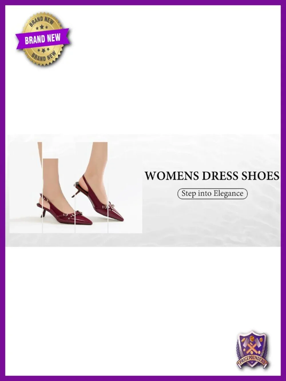 Kitten Heels Pointed Toe Pumps Patent Leather Slingback Buckle Dress Shoes
